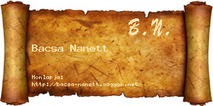 Bacsa Nanett névjegykártya